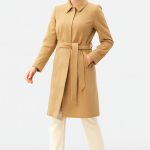 Melton-Look Car Coat | Straight-Cut Khaki Belted Outerwear